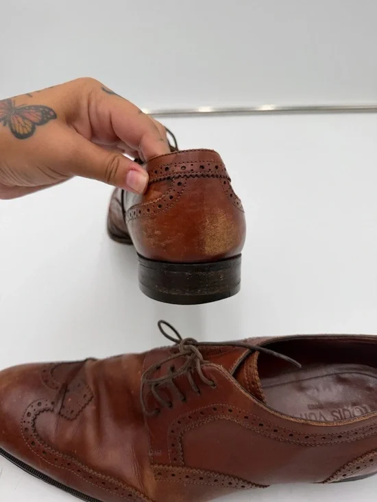 Louis Vuitton Dress Shoes Mens 9.5 Brown Leather Brogue Italy Lace Up - Picture 11 of 16